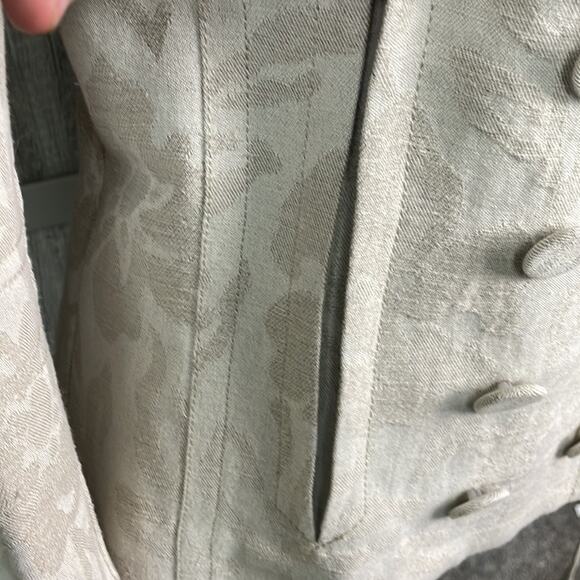 Mango Exclusive Edition floral linen blend double breasted blazer women’s XL - Picture 4 of 15